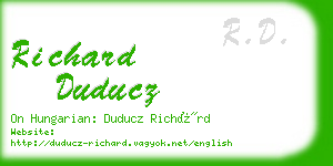 richard duducz business card